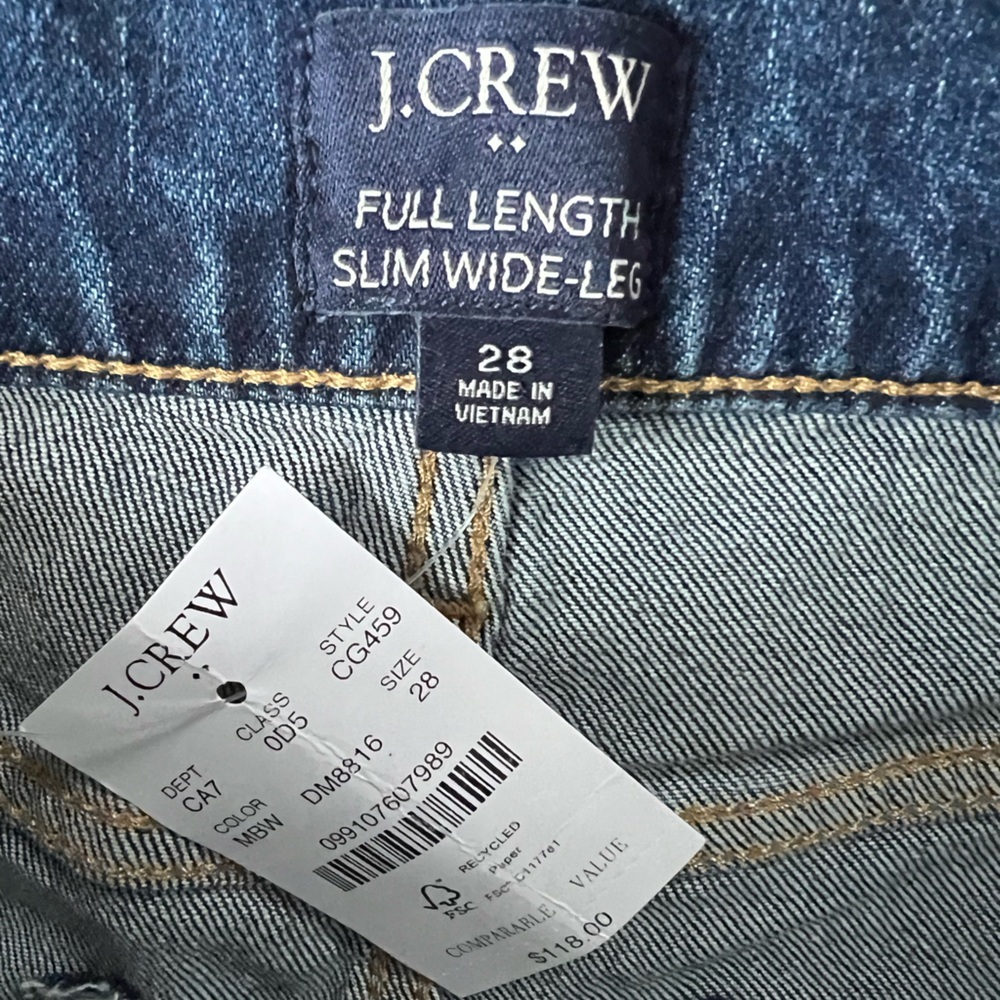 NWT! J. CREW Full Length Slim Wide-Leg Jeans​ - Picture 2 of 7